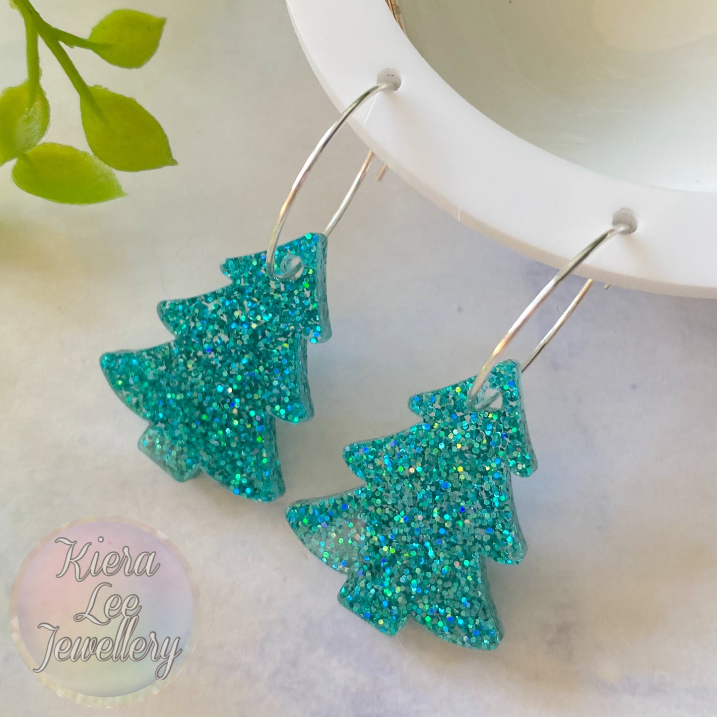 Christmas Tree Earrings - Hoops