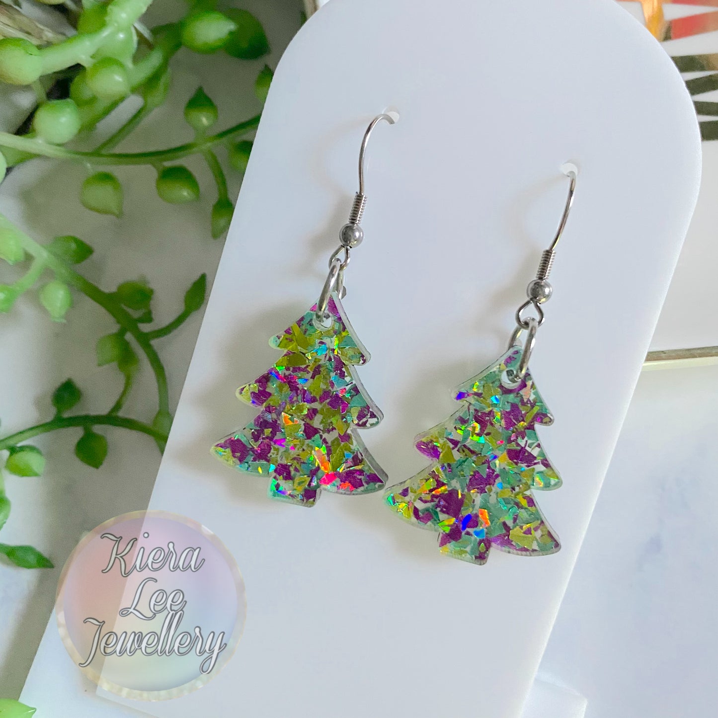 Christmas Tree Earrings- Hook
