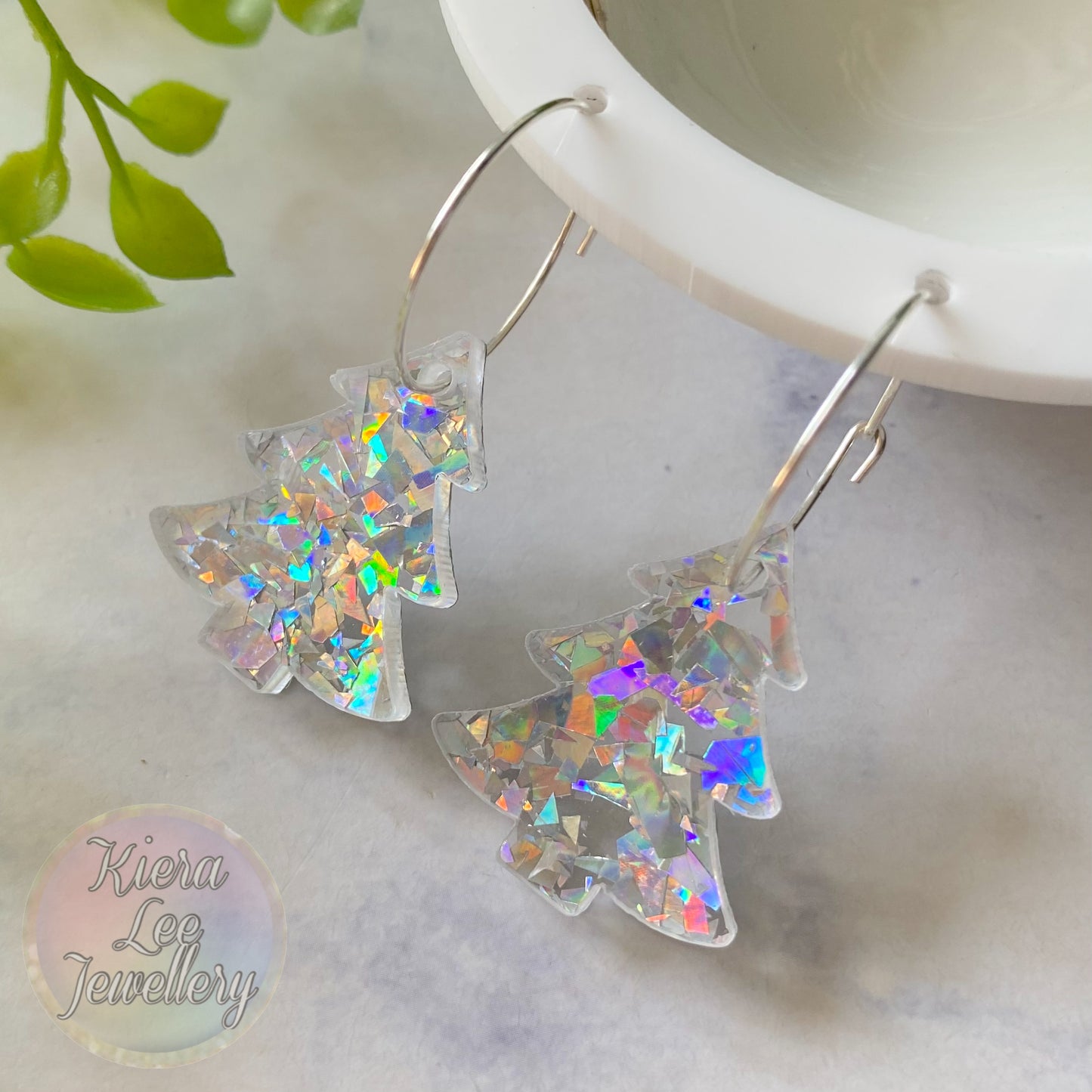 Christmas Tree Earrings - Hoops