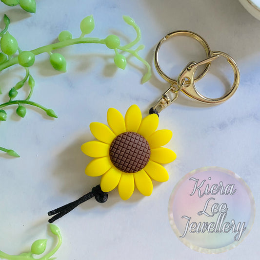 Yellow Sunflower keyring made with silicone 