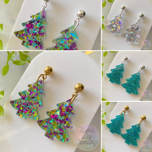 Christmas Tree Earrings - Ball Studs