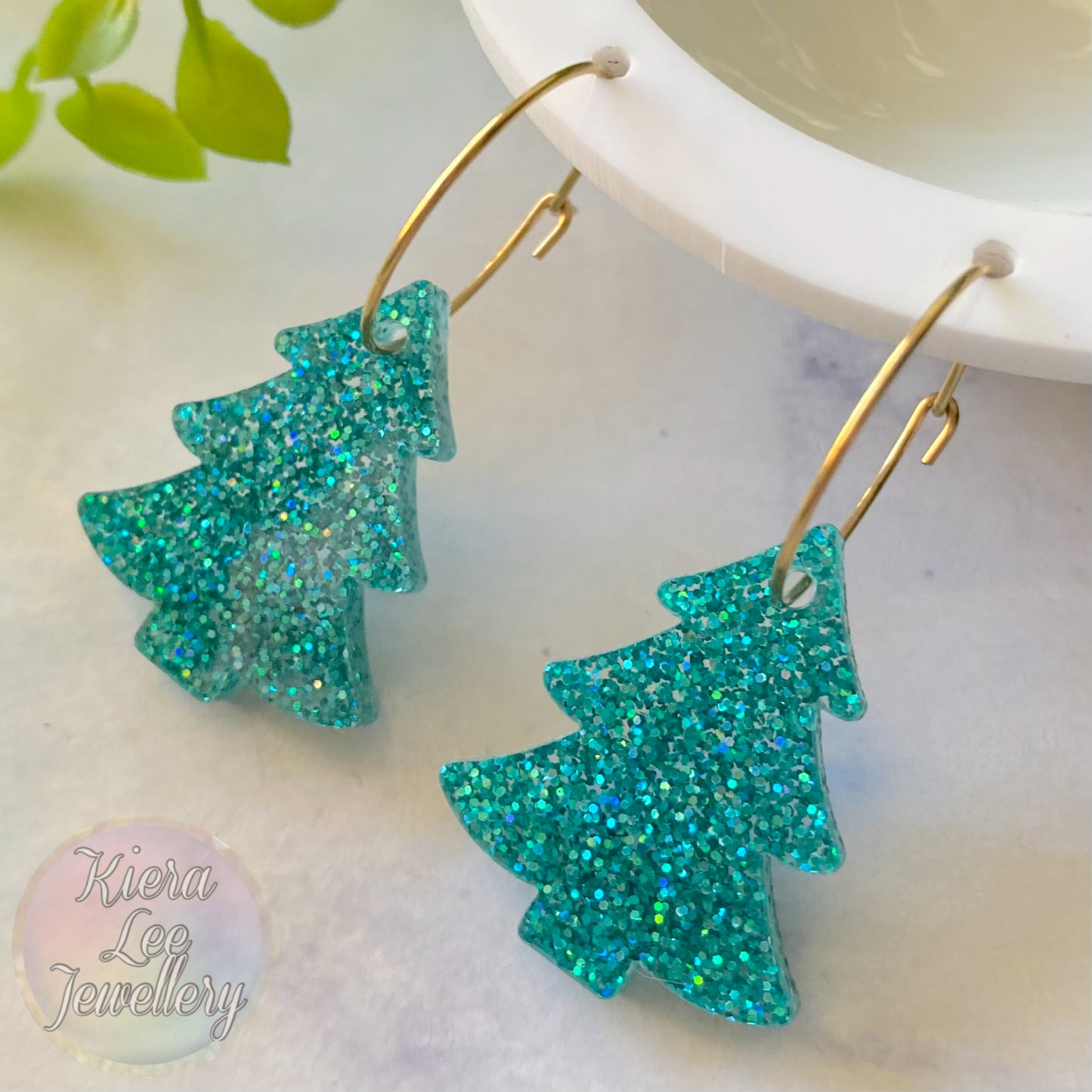 Christmas Tree Earrings - Hoops
