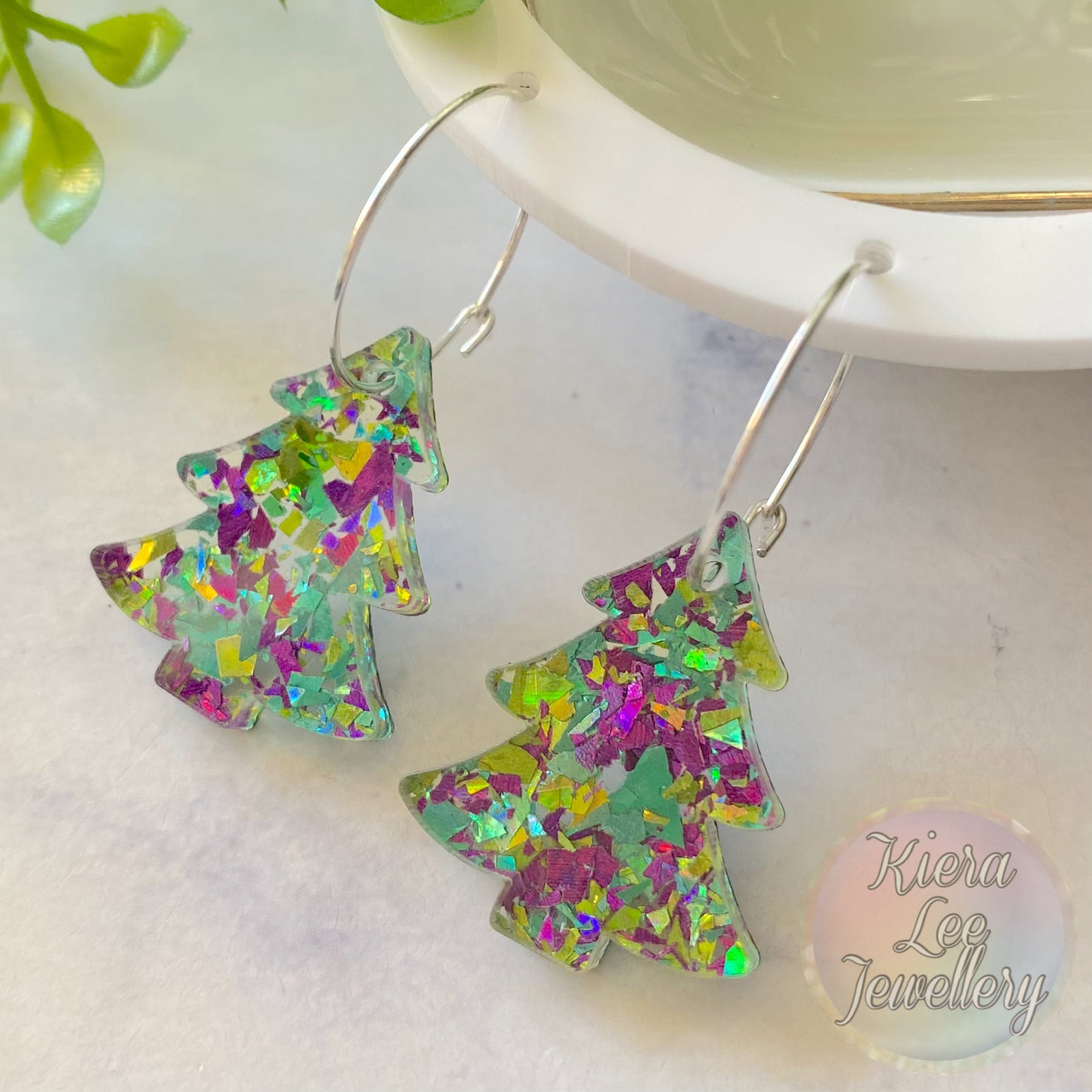 Christmas Tree Earrings - Hoops
