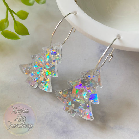 Christmas Tree Earrings - Hoops