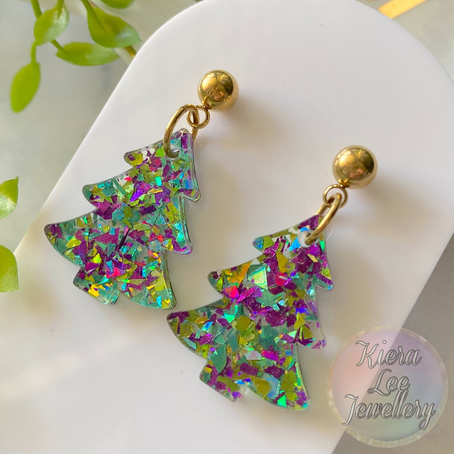 Christmas Tree Earrings - Ball Studs